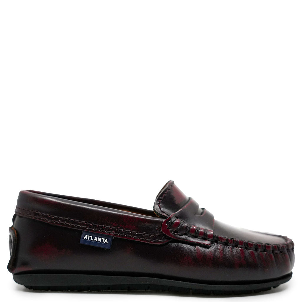 Atlanta Mocassin Brushed Burgundy Penny Loafer Tassel Children Shoes