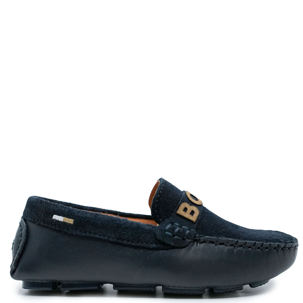 Hugo boss blue suede loafers online