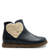 Beberlis Navy Fur Heart Bootie-Tassel Children Shoes