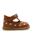 Angulus Cognac Heart T Strap Baby Shoe-Tassel Children Shoes