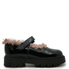 Pepe Black Patent Fur Mary Jane-Tassel Children Shoes