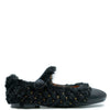 Papanatas Black Fur and Gold Stud Mary Jane-Tassel Children Shoes