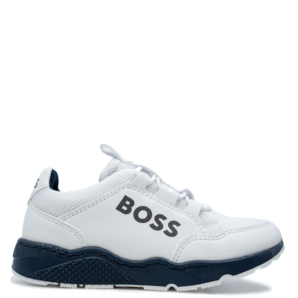 Hugo Boss White and Navy Elastic Sneaker-Tassel Children Shoes