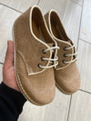 Papanatas Camel Linen Wingtip LaceUp-Tassel Children Shoes