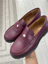 Papanatas Burgundy Star Chunky Loafer-Tassel Children Shoes