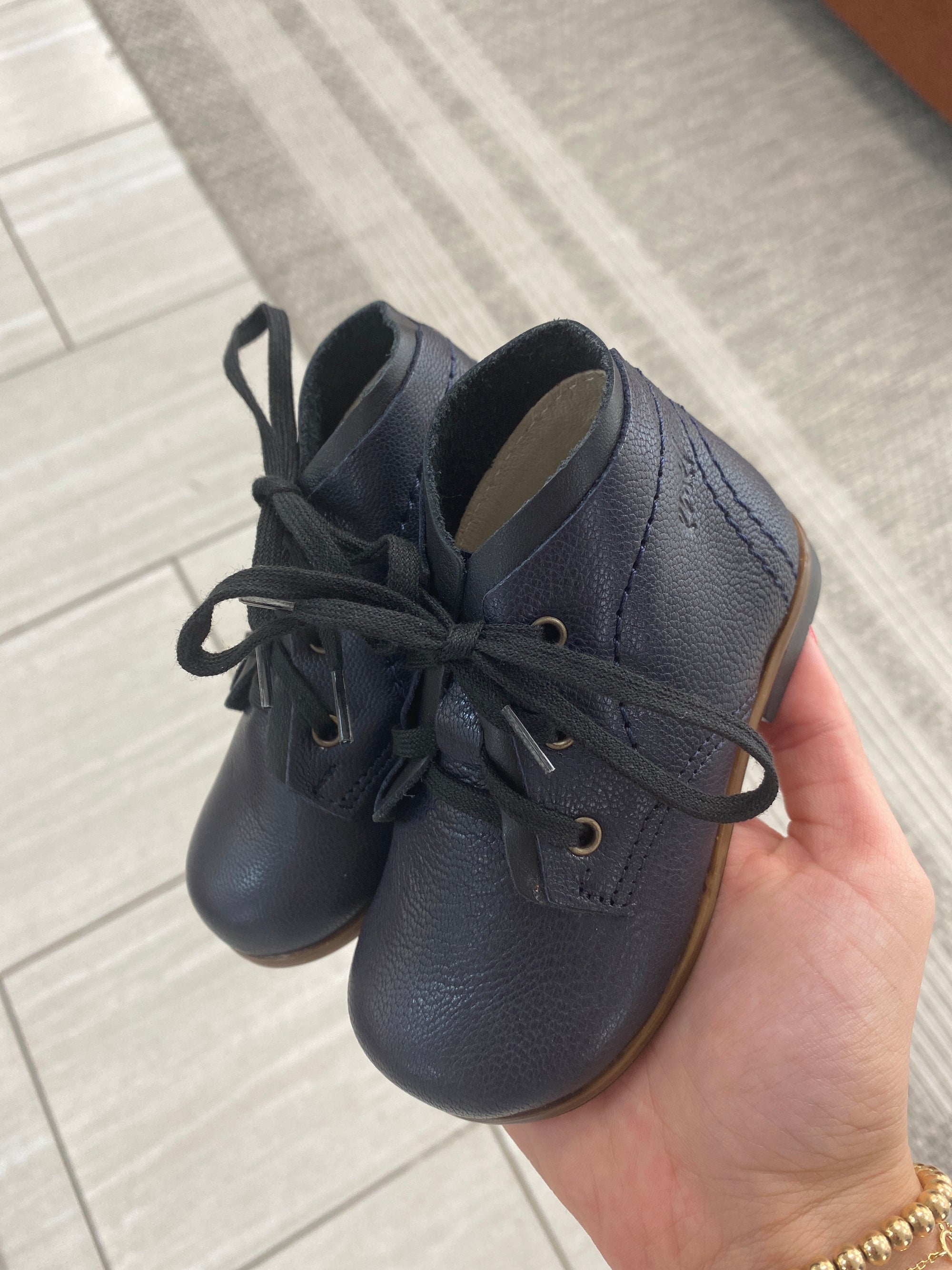 Emel Navy and Black Baby Bootie-Tassel Children Shoes