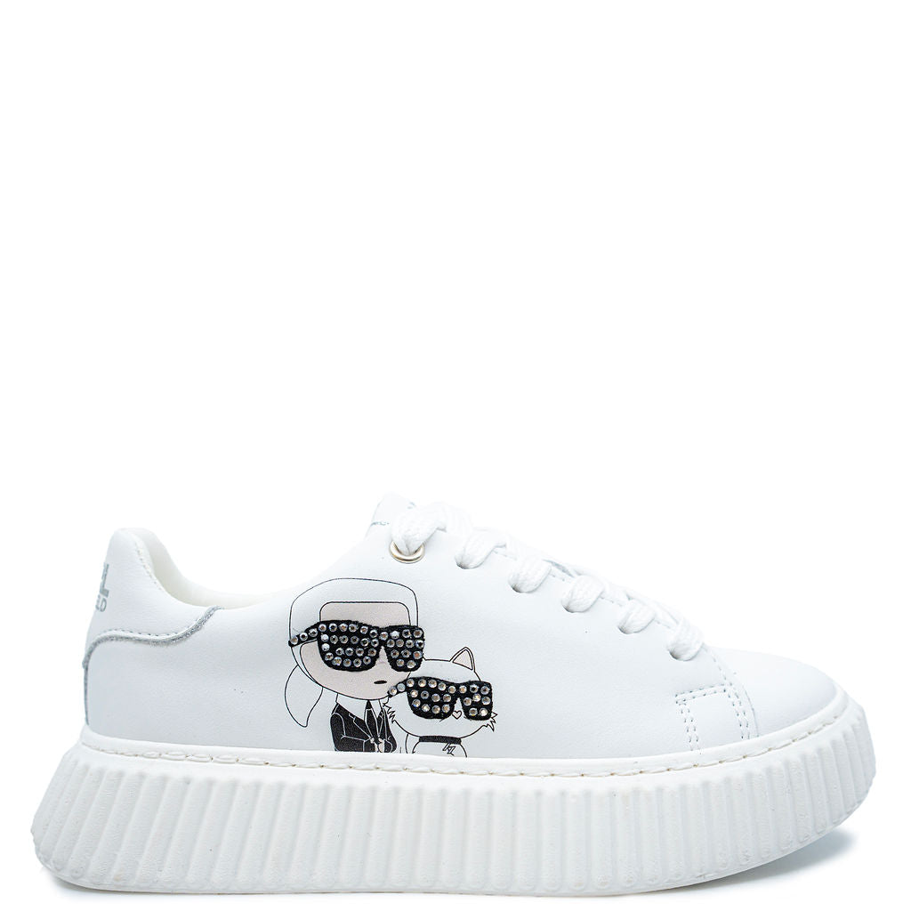 Karl Lagerfeld White Logo Chunky Sneaker-Tassel Children Shoes