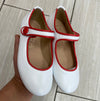 Papanatas Red and White Piping Mary Jane-Tassel Children Shoes