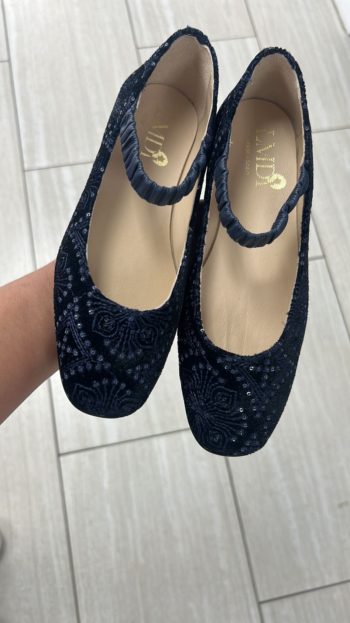 LMDI Navy Sequin Mary Jane-Tassel Children Shoes