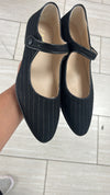 LMDI Black Pinstripe Pointed Mary Jane-Tassel Children Shoes