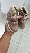 Andanines Pink Shearling Baby Boot-Tassel Children Shoes