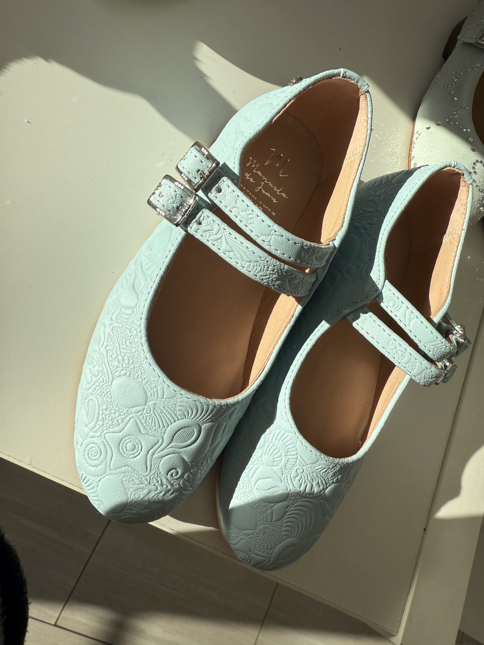 Manuela Sky Blue Double Strap Mary Jane-Tassel Children Shoes