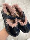 Pepe Black Patent Fur Mary Jane-Tassel Children Shoes