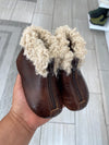 Pepe Chocolate Shearling Zipper Bootie-Tassel Children Shoes