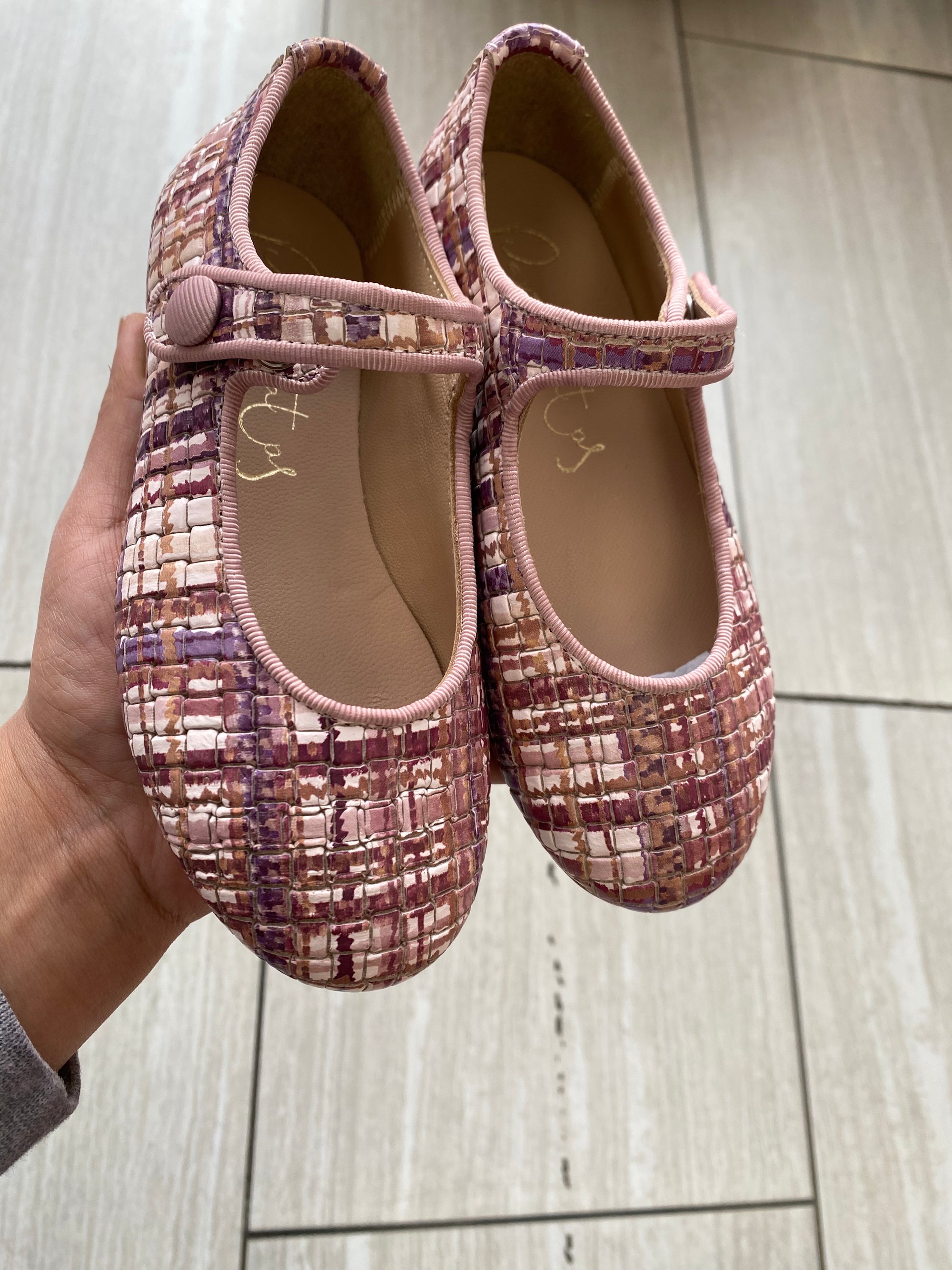 Papanatas Pink Multi Mary Jane-Tassel Children Shoes