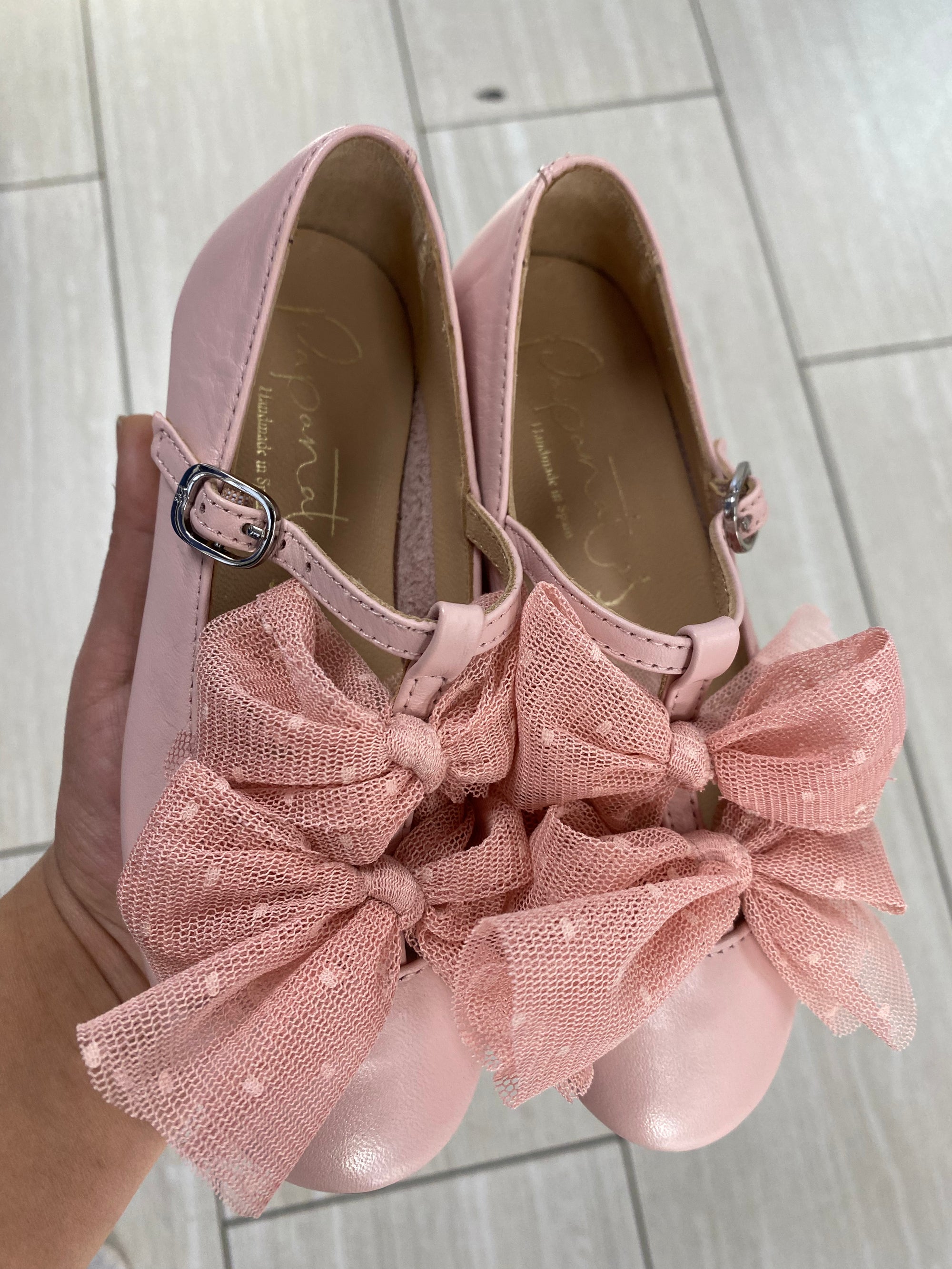 Papanatas Baby Pink Double Bow Mary Jane-Tassel Children Shoes