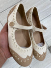 Papanatas Beige and White Linen Wingtip Mary Jane-Tassel Children Shoes