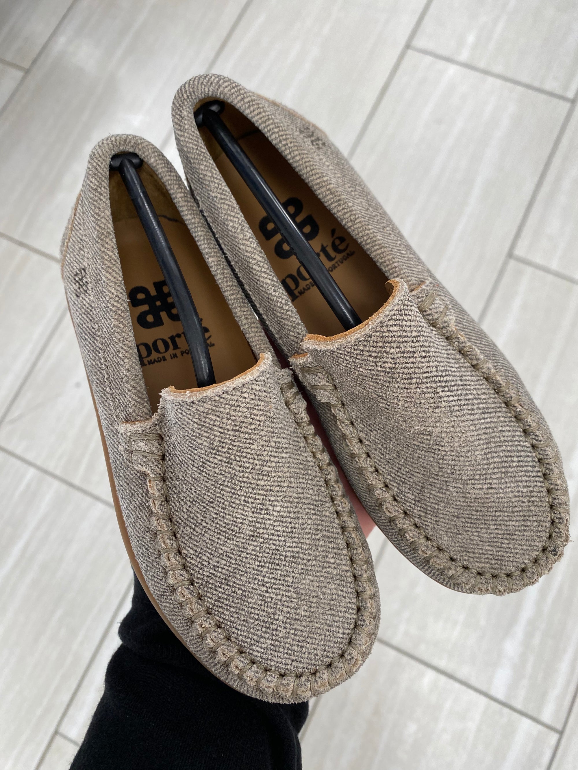 Porte Greige Linen Coated Loafer-Tassel Children Shoes