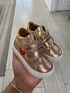 Atlanta Mocassin Rosegold Metallic Heart Velcro Baby Sneaker-Tassel Children Shoes