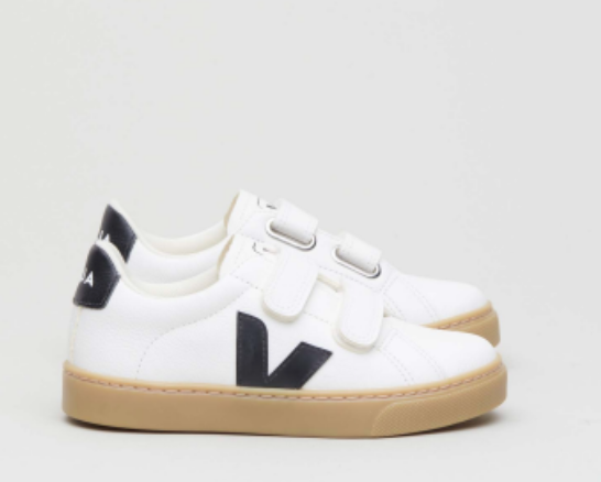 Veja Extra White and Black Velcro Sneaker-Tassel Children Shoes