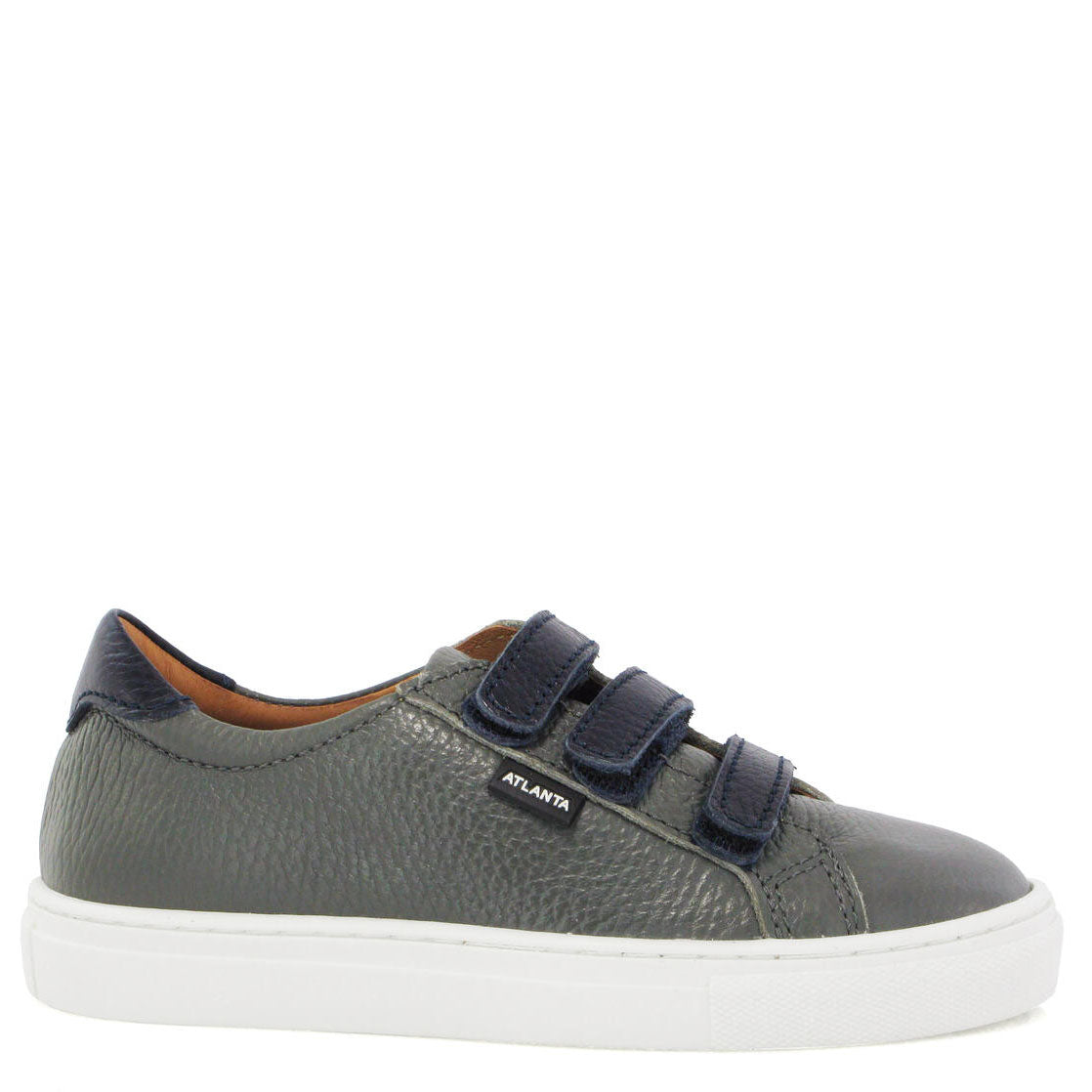 Atlanta Mocassin Gray and Navy Pebbled Velcro Sneaker-Tassel Children Shoes