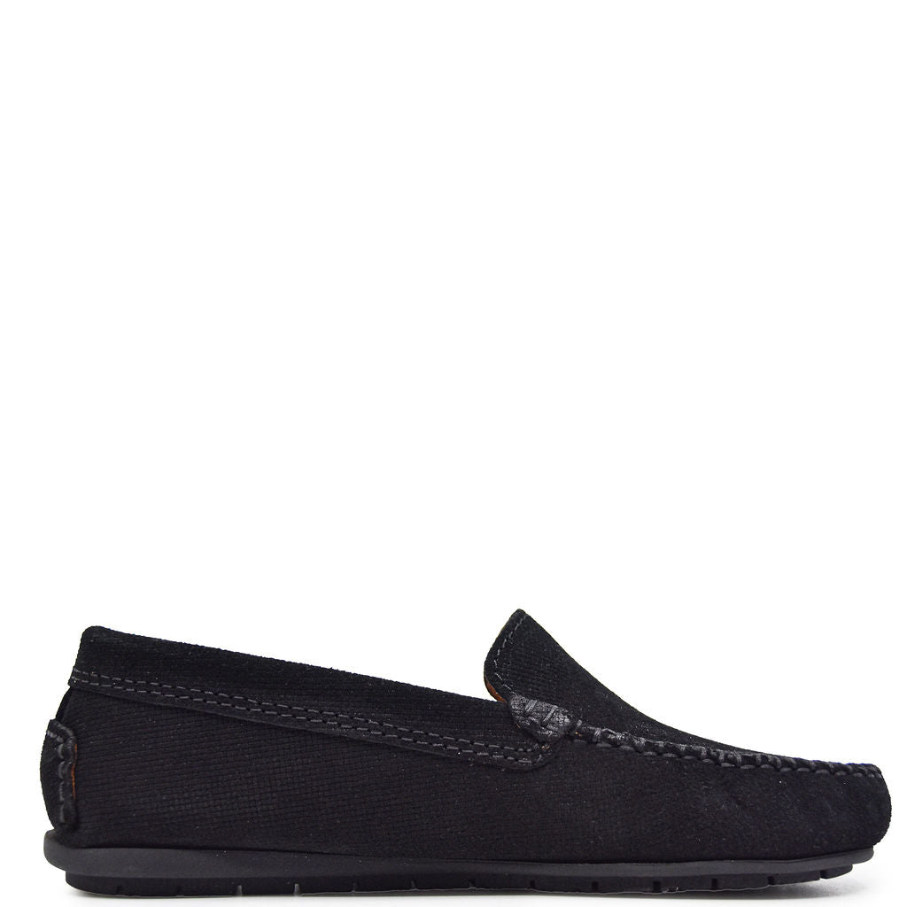 Atlanta Mocassin Black Twill Loafer-Tassel Children Shoes