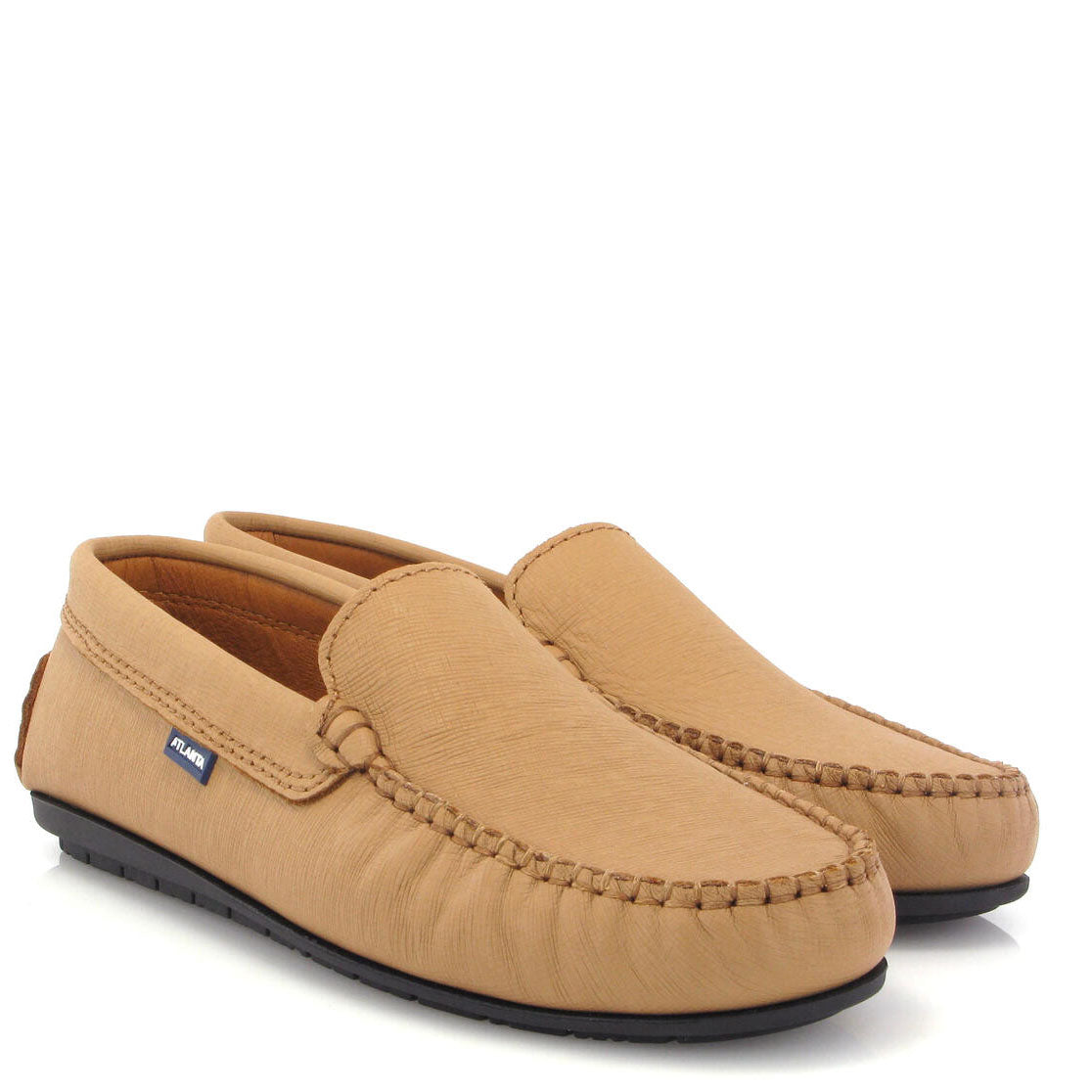 Atlanta Mocassin Camel Textured Loafer-Tassel Children Shoes