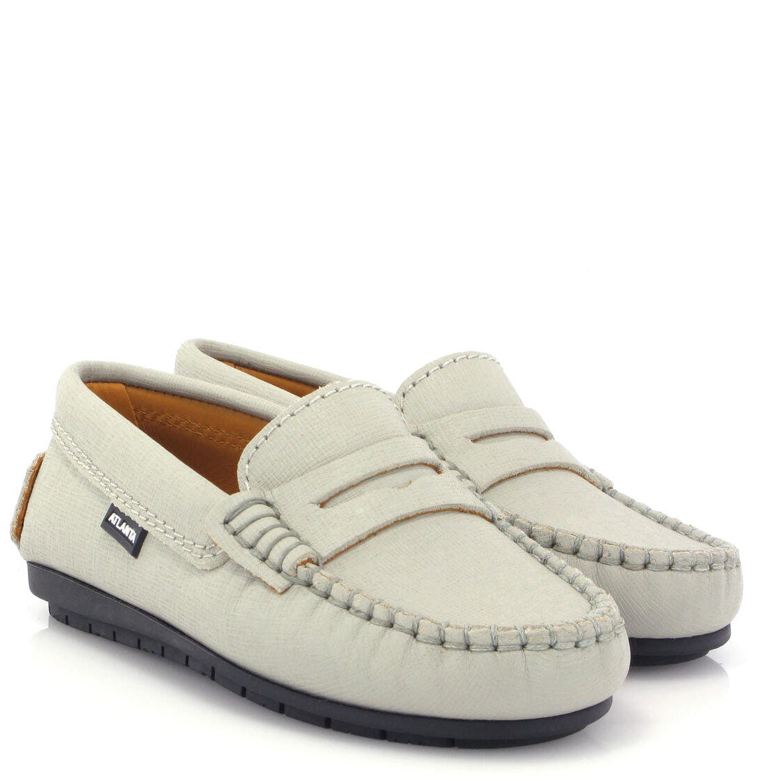 Atlanta Mocassin Gray Stone Textured Penny Loafer-Tassel Children Shoes