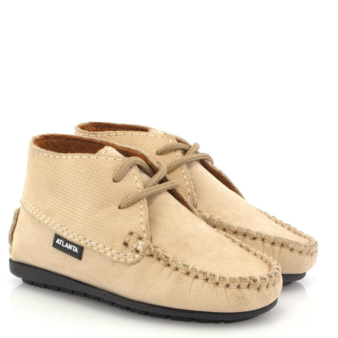 Atlanta Mocassin Taupe Textured Baby Bootie-Tassel Children Shoes