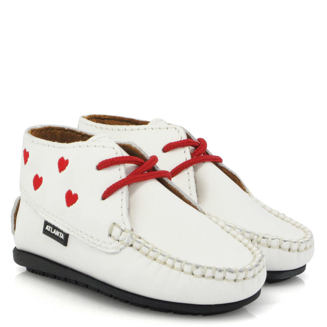 Atlanta Mocassin White Hearts Baby Bootie-Tassel Children Shoes