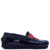 Atlanta Mocassin Navy and Red Patent Heart Loafer-Tassel Children Shoes