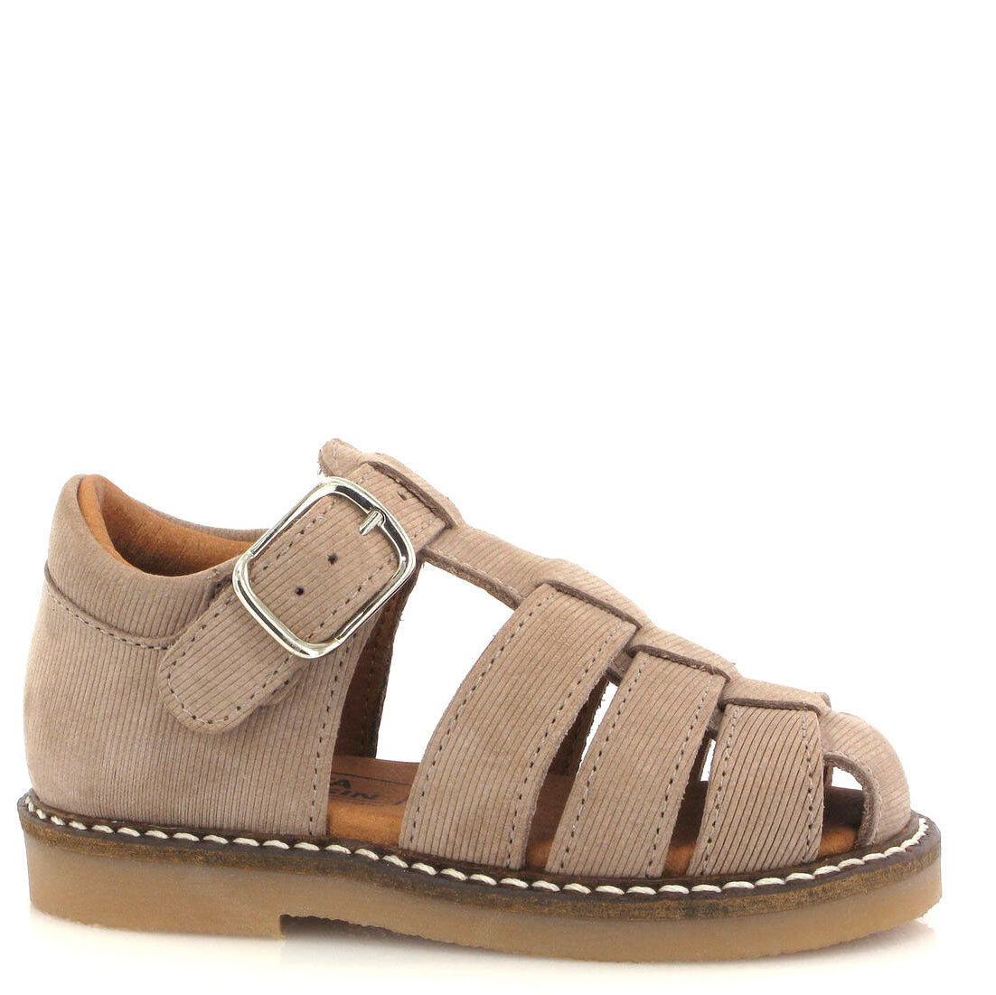 Atlanta Mocassin Taupe Textured Fisherman Baby Sandal-Tassel Children Shoes