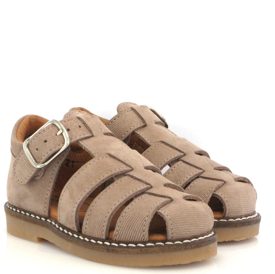 Atlanta Mocassin Taupe Textured Fisherman Baby Sandal-Tassel Children Shoes