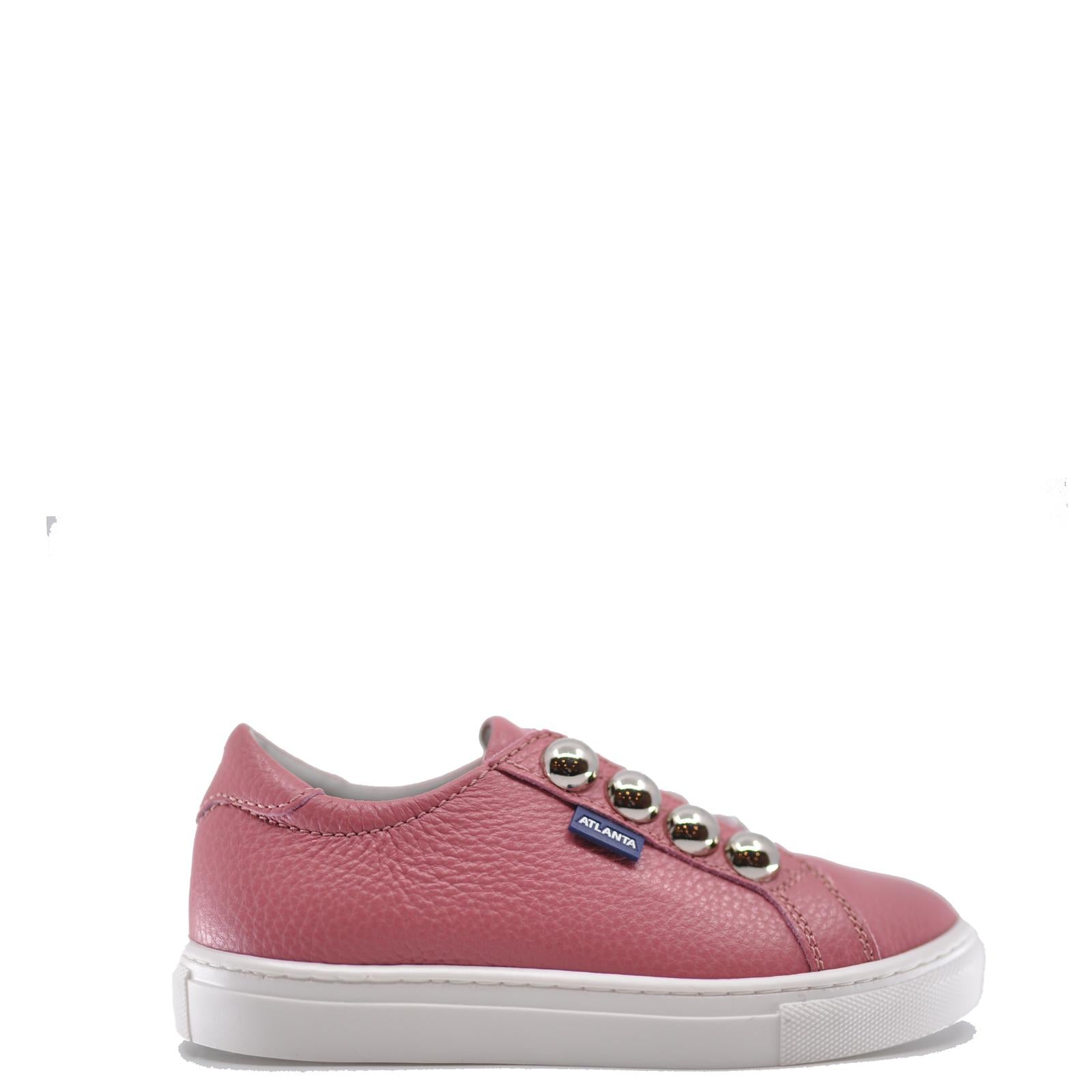 Atlanta Mocassin Rose Leather Studded Sneaker